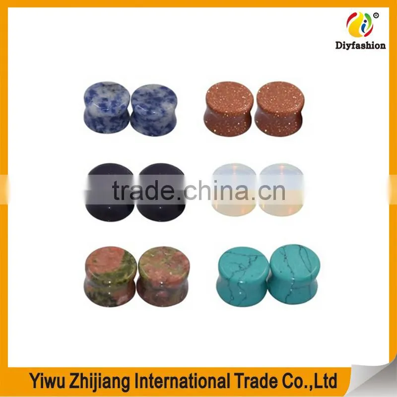 Natural Stone Ear Plugs Tunnels Saddle Expander Body Piercing Gauge