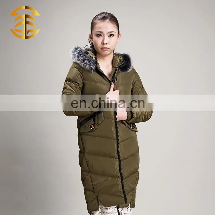 Wholesale OEM Service Long Style Hood Women Down Jacket