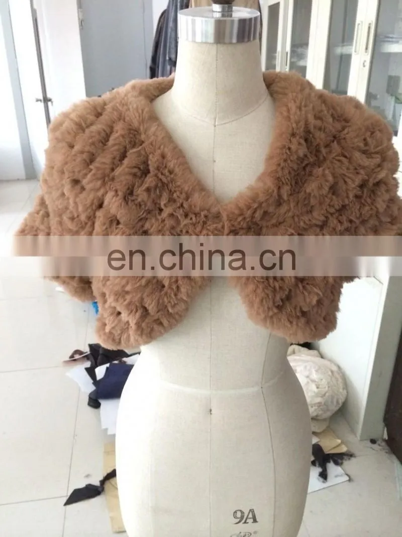 Girls knitted rabbit fur shawl