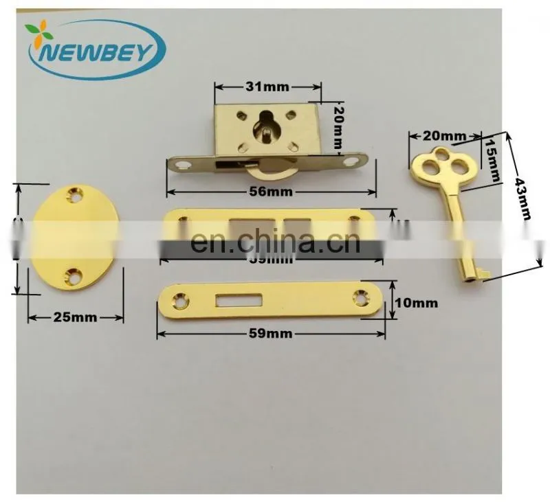 Gold Color Wooden Jewerlry Box Lock Wooden Case Lock In Five Set