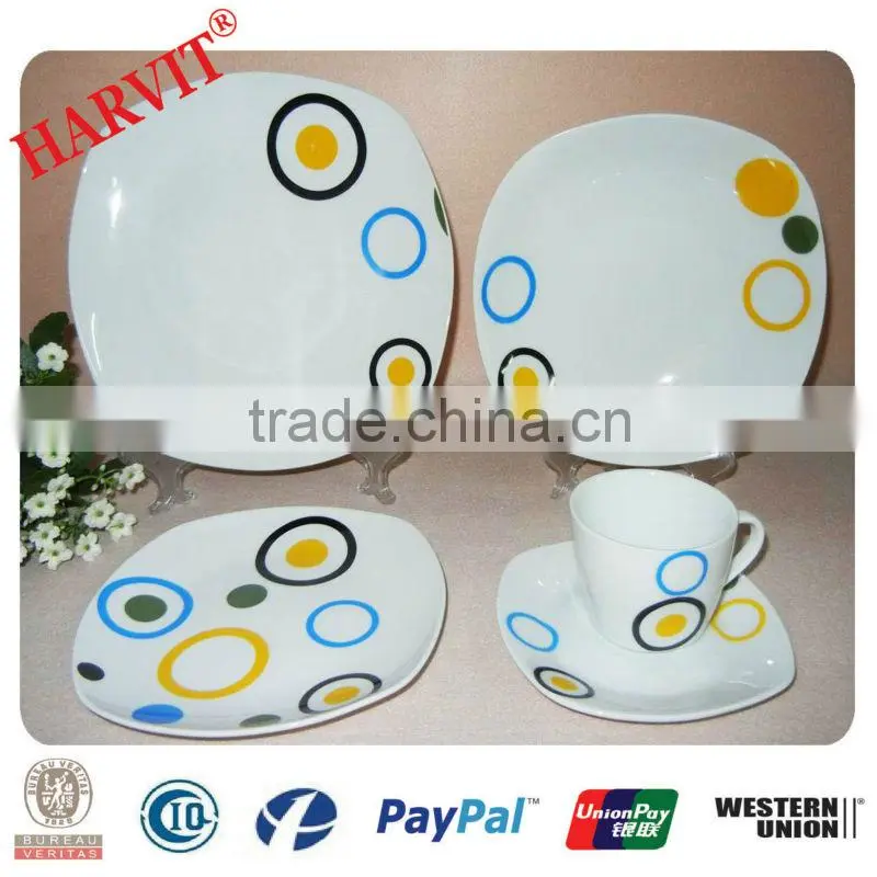 20pcs square shape english porcelain dinner set