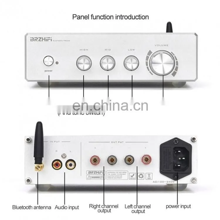 Assembled Silver/Black 300Wx2 TPA3255 DAC HiFi Home Power Amplifier with Tone Control Preamp