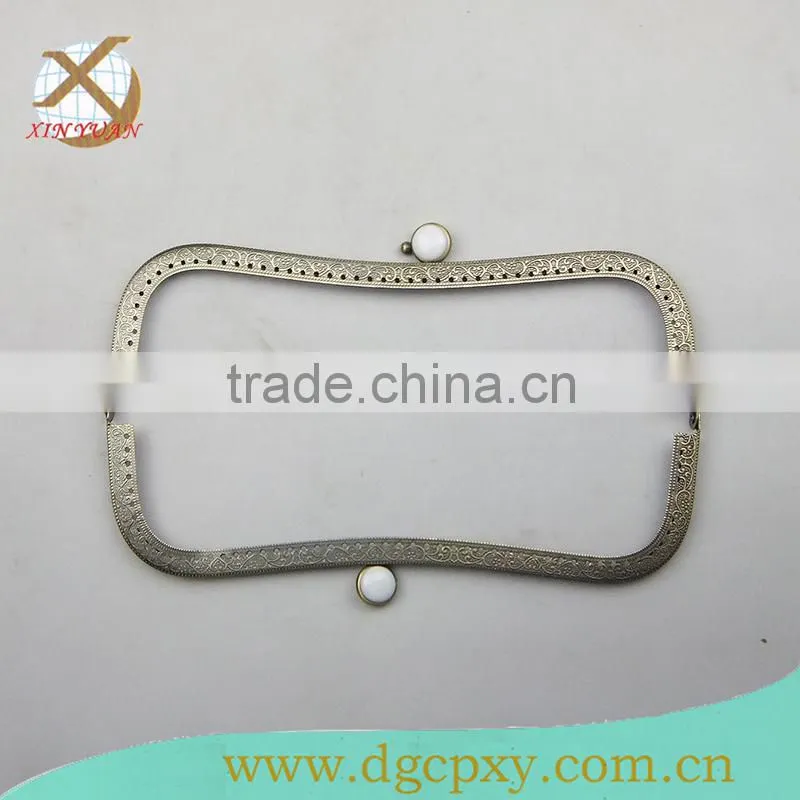 2015 Newest metal frame for purse bags with coins white gems
