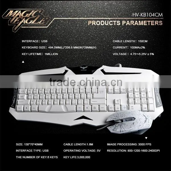 HAVIT 2-level high-strength supporting foot breathing light gaming keyboard and mouse kits