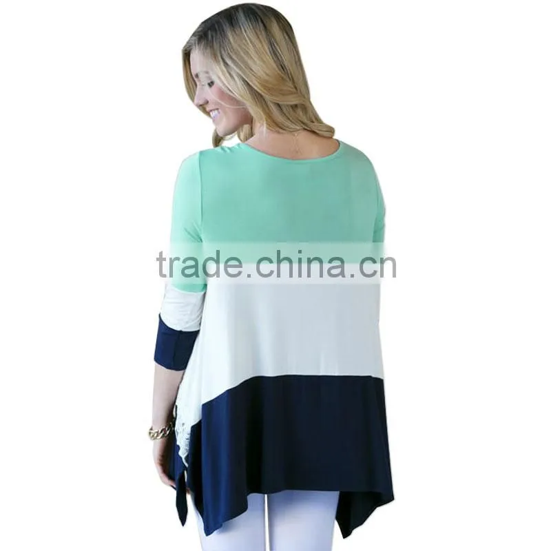 Designer Western Irregular Pastel Color Patchwork Colorblock Bohemian Women Lace Ladies Tops