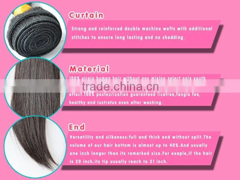Wholesale 7A European hair extensions Straight wave 100% Human Virgin Hair extensions