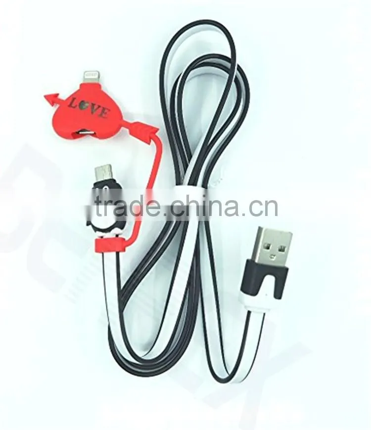 Wholeale Price 2 in 1 Micro USB Charger Cable and IOS USB Cable