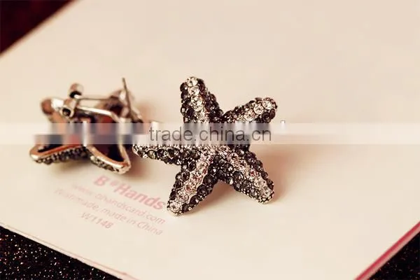 Starfish earrings rhinestone starfish earrings trendy beach earring