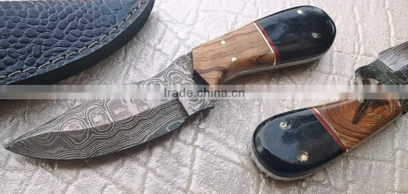 Fixed blade brass booster Custom Damascus Hunting knife Full tang