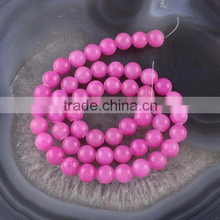 YJ1121-5 Wholesal light pink dyed jade round bead