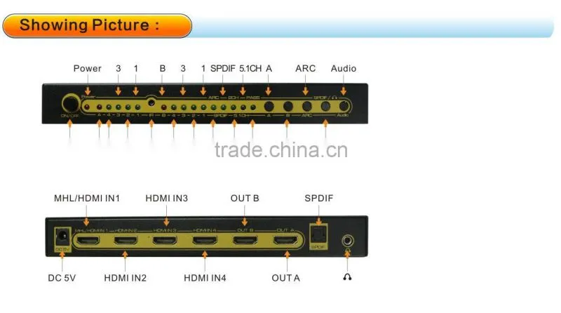 4kx2k&full 3D &ARC supported HDMI Matrix 4x2 with Audio Extractor