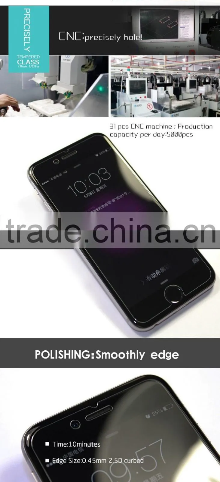 FULL COVER PC EDGE 3d cellphone tempered glass screen protector for iphone 7