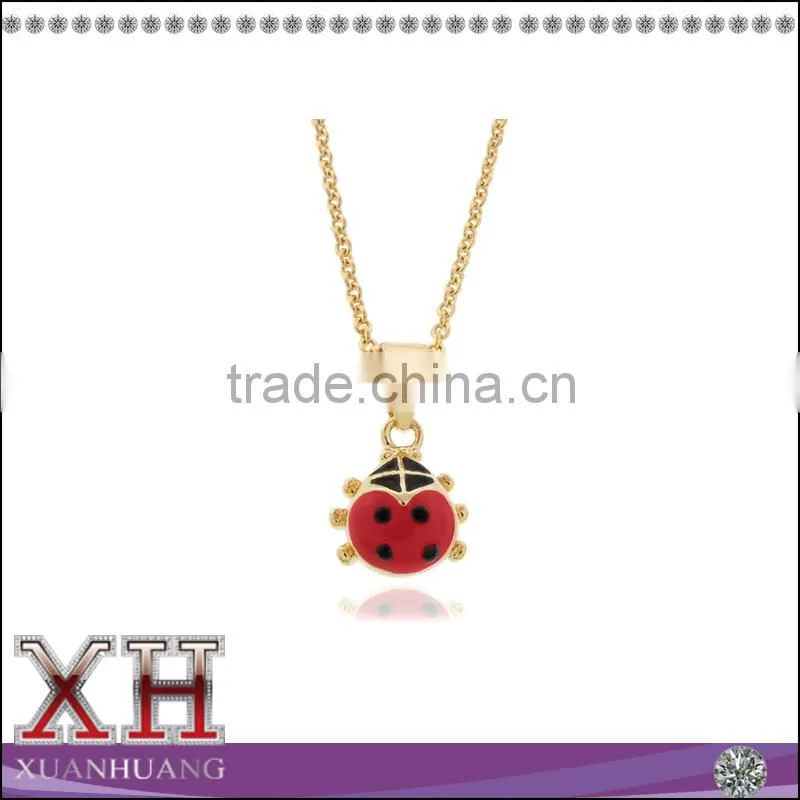 Lovely Children's Ladybug Necklace Earrings Fashion Enamel Jewelry Set