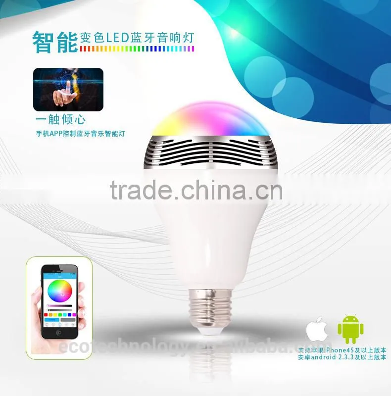 BL05 Bluetooth 4.0 Music Audio LED Speaker 7 Colors Bulb LED Light Lamp White E27 Mobilephone App Control For Iphone Samsung