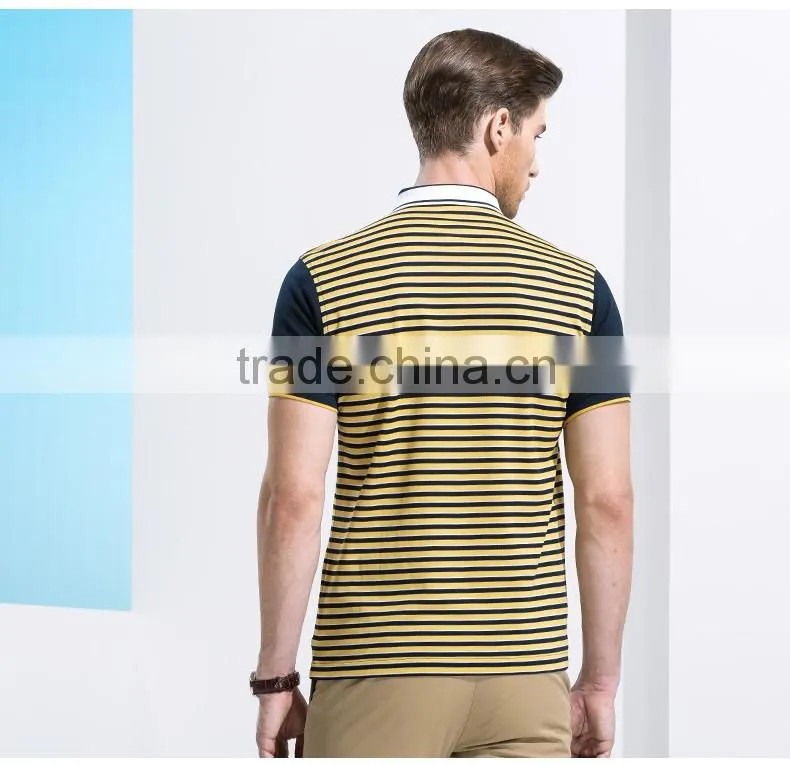 Summer new product Men's business casual short striped collar T-shirt with short sleeves