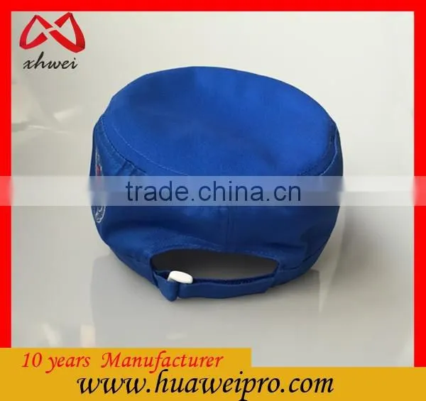Good Quality 3D Embroidery 100% Cotton Twill Military Cap for Army Blue 3 Panel Military Hat