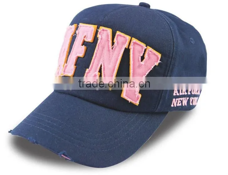 Custom Fashion Brushed Cotton Cheap 3D Embroidery Worn-out Baseball Caps