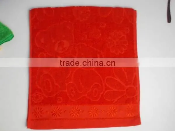 Bear and Flower Jacquard Face Towels 35*75cm In Red