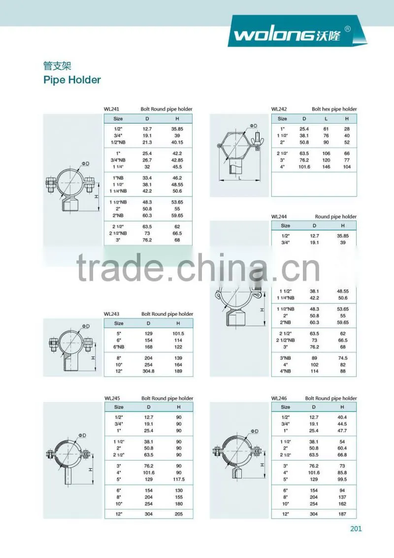 stainless steel pipe clips with rubber SS304 clip