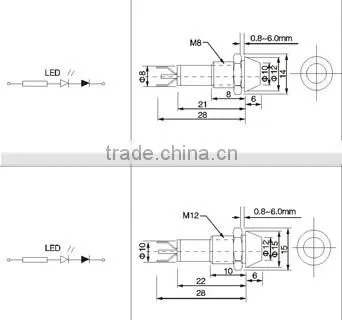 CNGAD 10mm copper LED signal lamp(led signal tower light,indicator lamp)(GD16C-10)