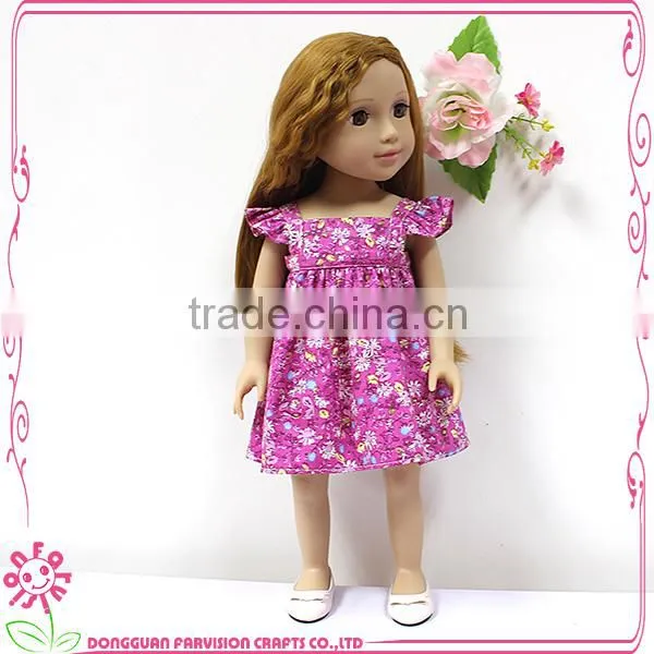 Red flower pattern doll dress, Doll clothes american girl