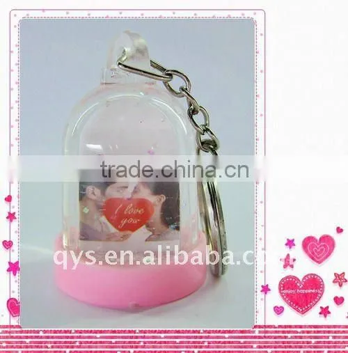Acrylic Snow Globe Photo Insert Key Chain/ Key Ring
