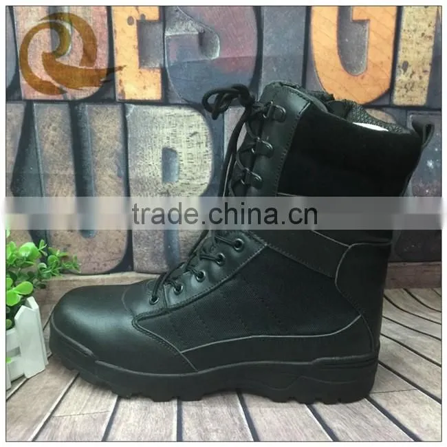 Fashion black cheap price breathable leather military tactical combat boots