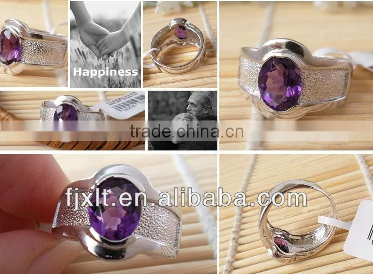 Large Stock Antique 925 Sterling Silver Amethyst Ring