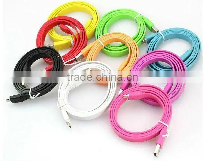 Newest Noodles Flat Design Colorful Micro USB Cable Charging Data Transfer
