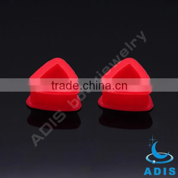 silicon triangle shape earrings tunnel studs