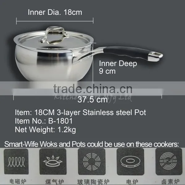 Stainless Steel Hot Pot ,Kitchen Pots ,Decorative Cookware Set