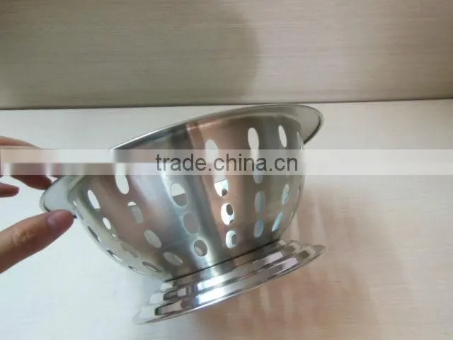Hot sale stainless steel colorful fruit basket with handle sstainless steel fruit bowl with standing, metal leaking bowl