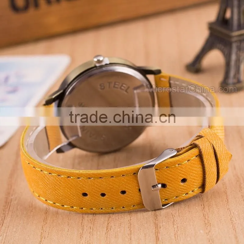 New Handmade Dial Denim Canvas Strap Wrist Watch