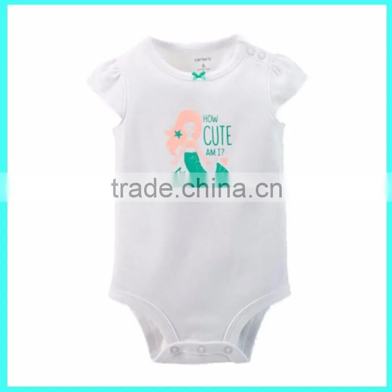 China wholesale websites Cheaper white short sleeves baby romper 100% cotton
