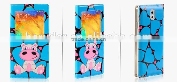 Hot fashion printing leather flip open cover for samsung galaxy note 3