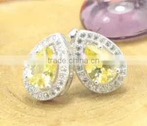 2013 best selling spring collection 925 sterling silver earrings with skyblue cz centers for trendy woman and girls