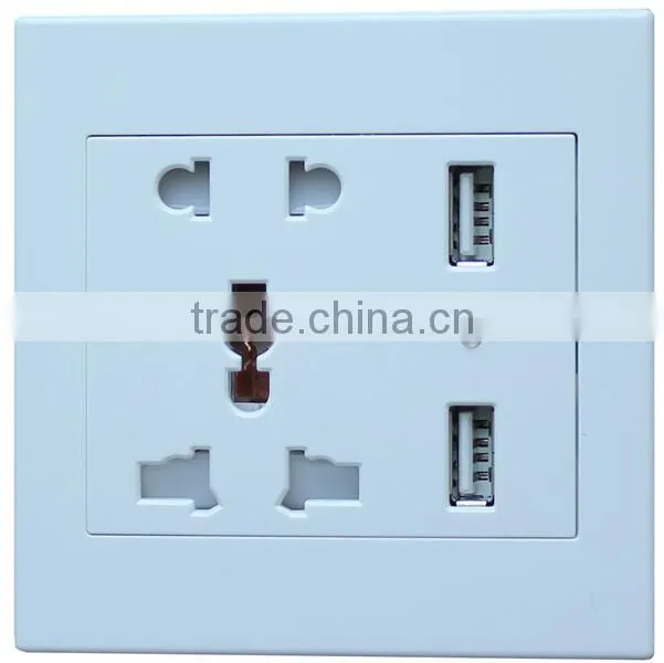 Factory price New design 250V 13A universal multifunction electric power europe micro dual usb wall socket with CE,ROHS