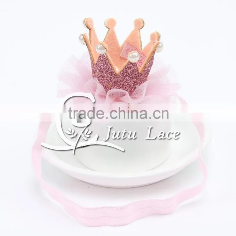 New Fashion Crystal Rhinestone Floral Tiara Crown with elestic glitter ribbon hair band