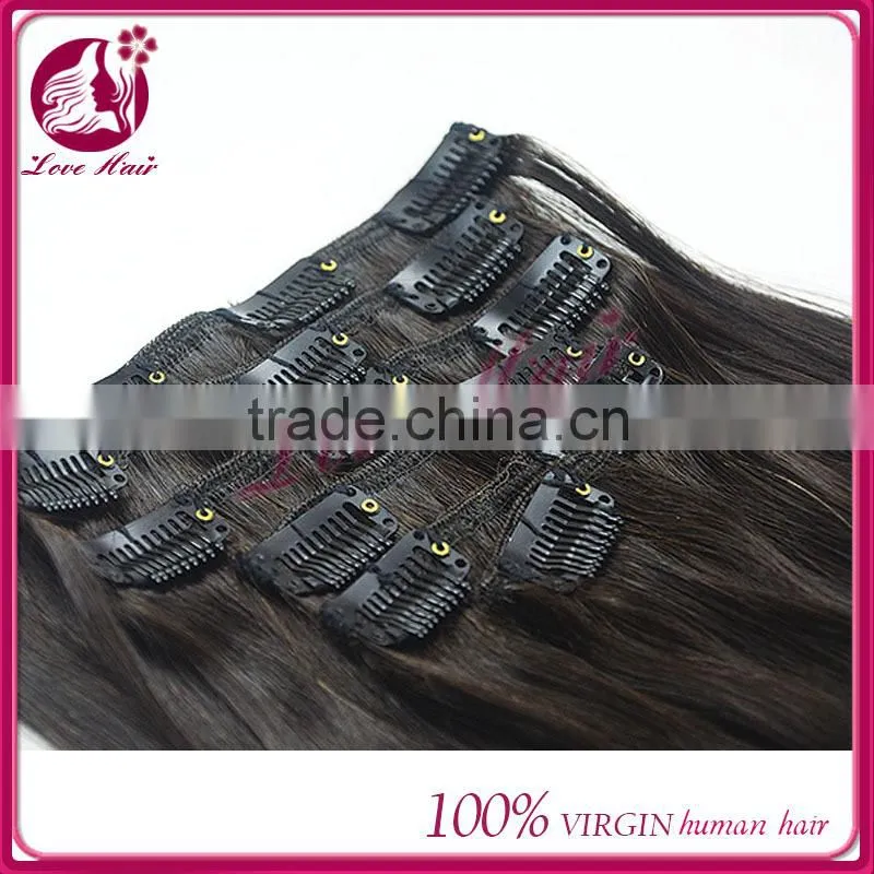 Highest Feedback Wholesale In Stock Straight Unprocessed 100% Chinese hair Clips hair Extensions