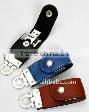 wholesale leather usb pendrive with free keyring and logo printing