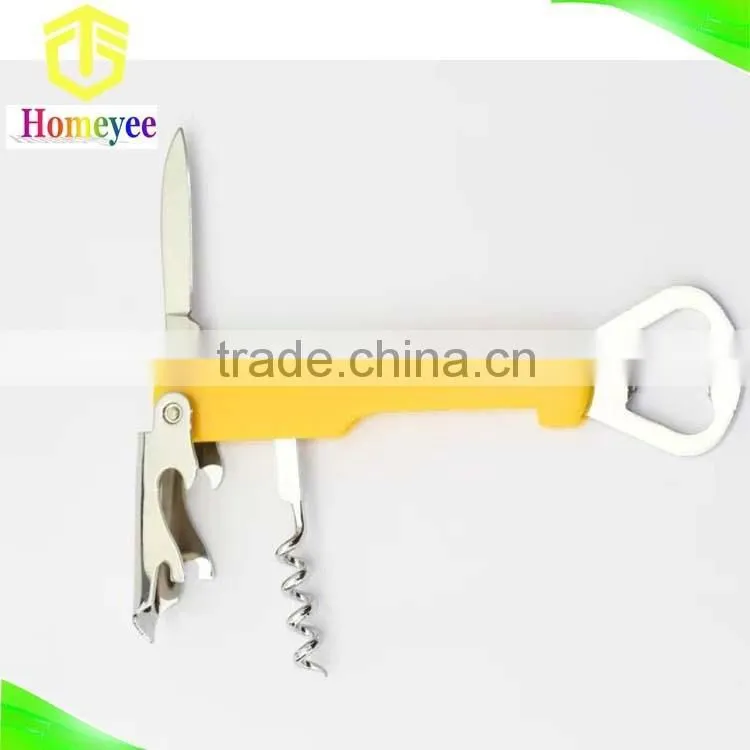 Custom multifunctional wine and beer bottle opener with corkscrew