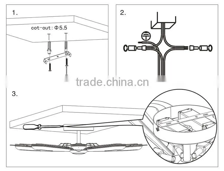Single CCT Retractable Fan Shape LED Ceiling Pendant Lamp with CE-LVD/EMC/RoHS/ Photo-Biologic
