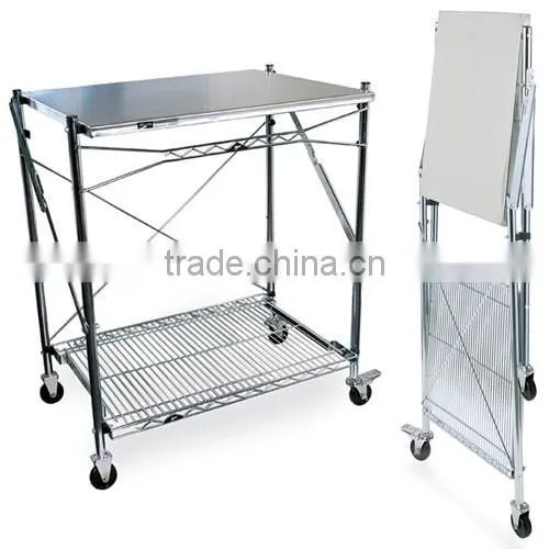 Icegreen Kitchen Use Portable Stainless Steel Folding Work Table/Utility Cart