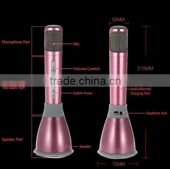 K068 portable mini bluetooth speaker wireless microphone karaoke player