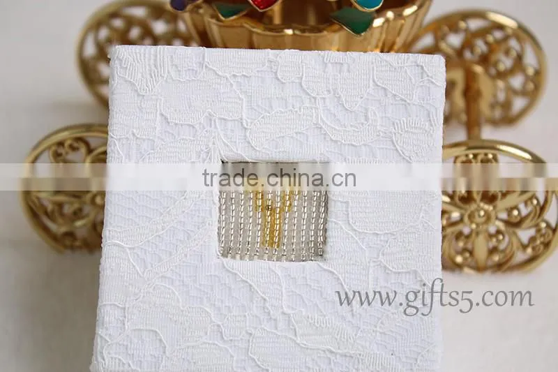 Elegant personalized wedding ring box for ceremony with beaded name plate of Y