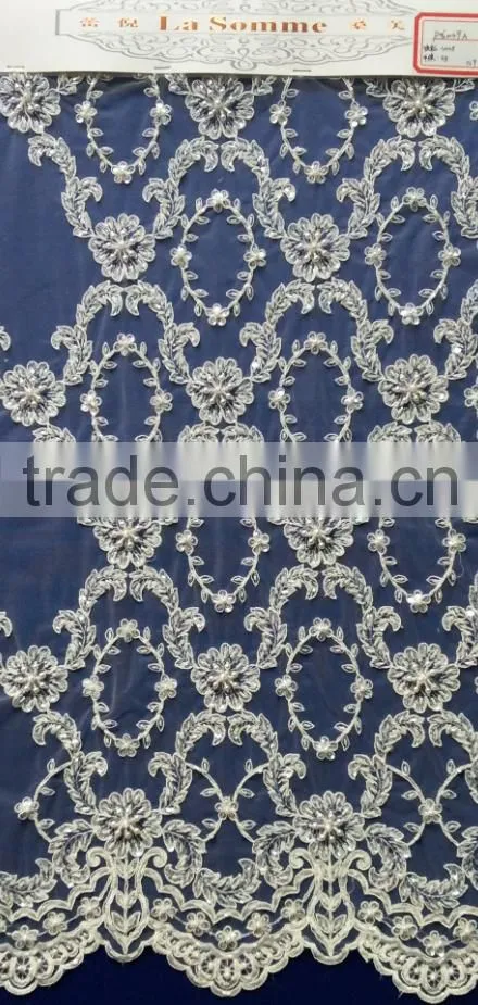 Latest design high quality bridal guipure lace fabric for wedding dress