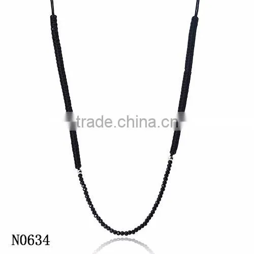 Latest classical style handmade black stone rope braided necklace for christmas gift