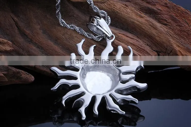 Wholesale 316L stainless steel silver moon and sun pendant