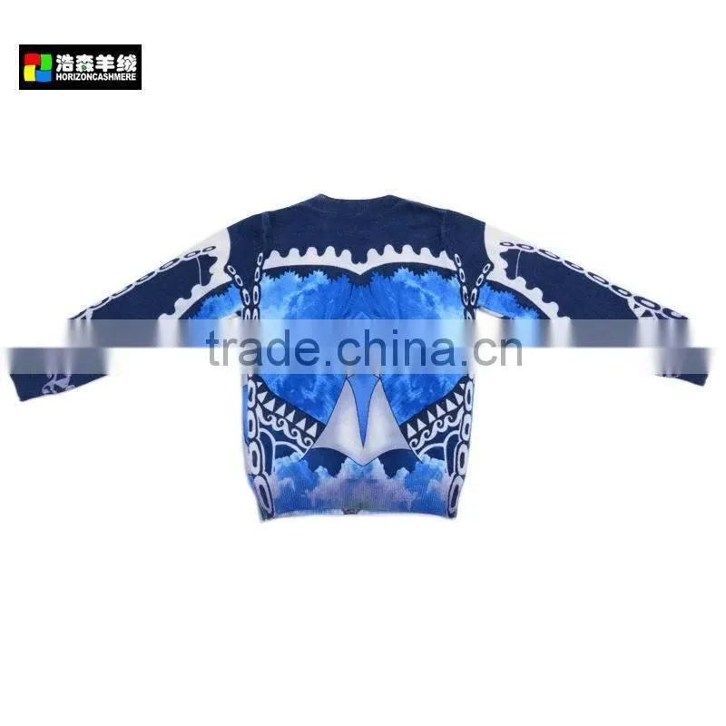 Fashion Printed Knitted Children's Sweater, Boys Stylish Wool Sweater