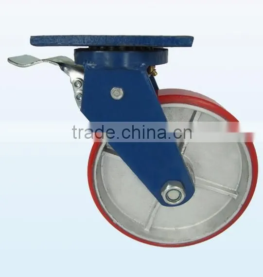 5 Inch Top Plate PU Wheel Double Bearing Fixed Hardware Casters